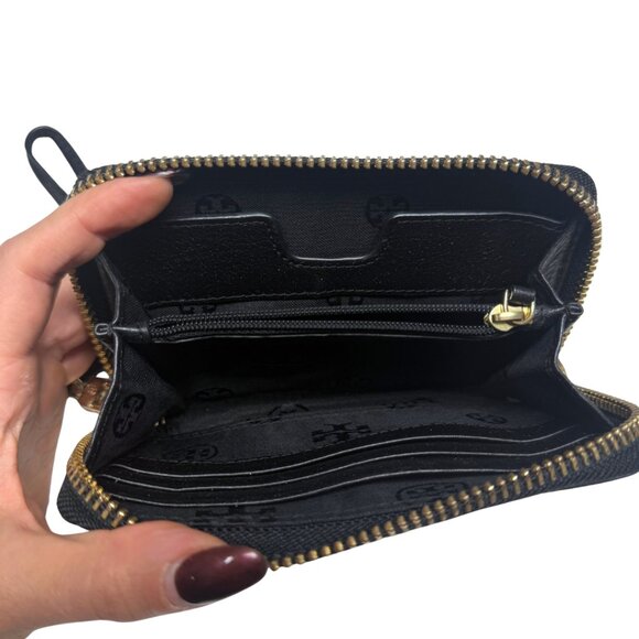 Tory Burch Robinson Pebbled Leather Wristlet Wallet – Like New, Black - Picture 10 of 11